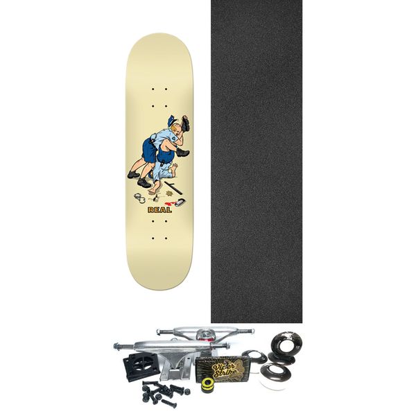 Real Skateboards Double Duty Security Cream Skateboard Deck True Fit - 8.5" x 32" - Complete Skateboard Bundle